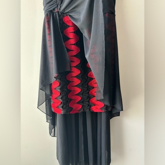 Y2k black and red high and low mini dress size L - Picture 2 of 7